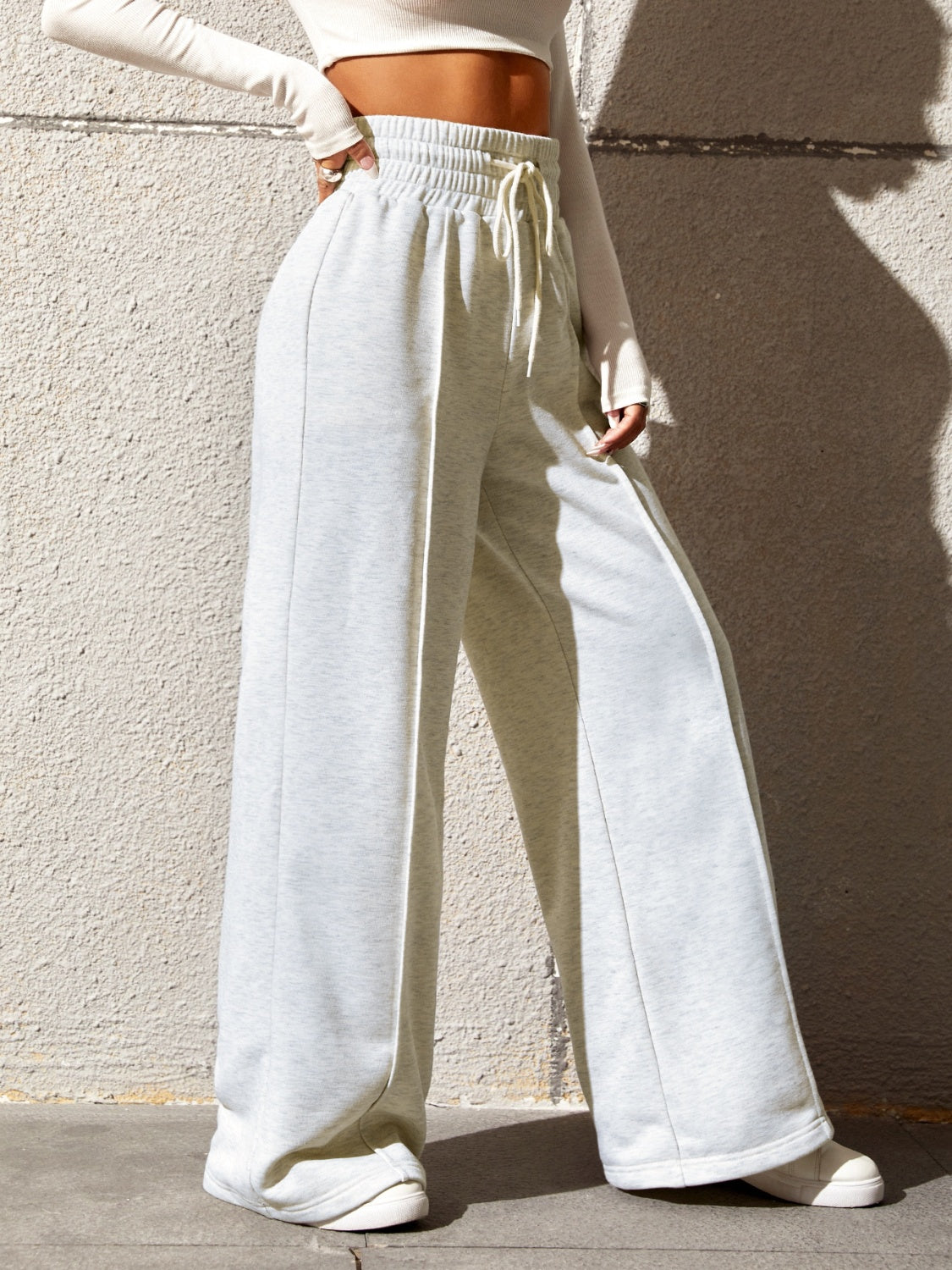 Honey Drawstring Elastic Waist Wide Leg Pants - Tantalize Boutique