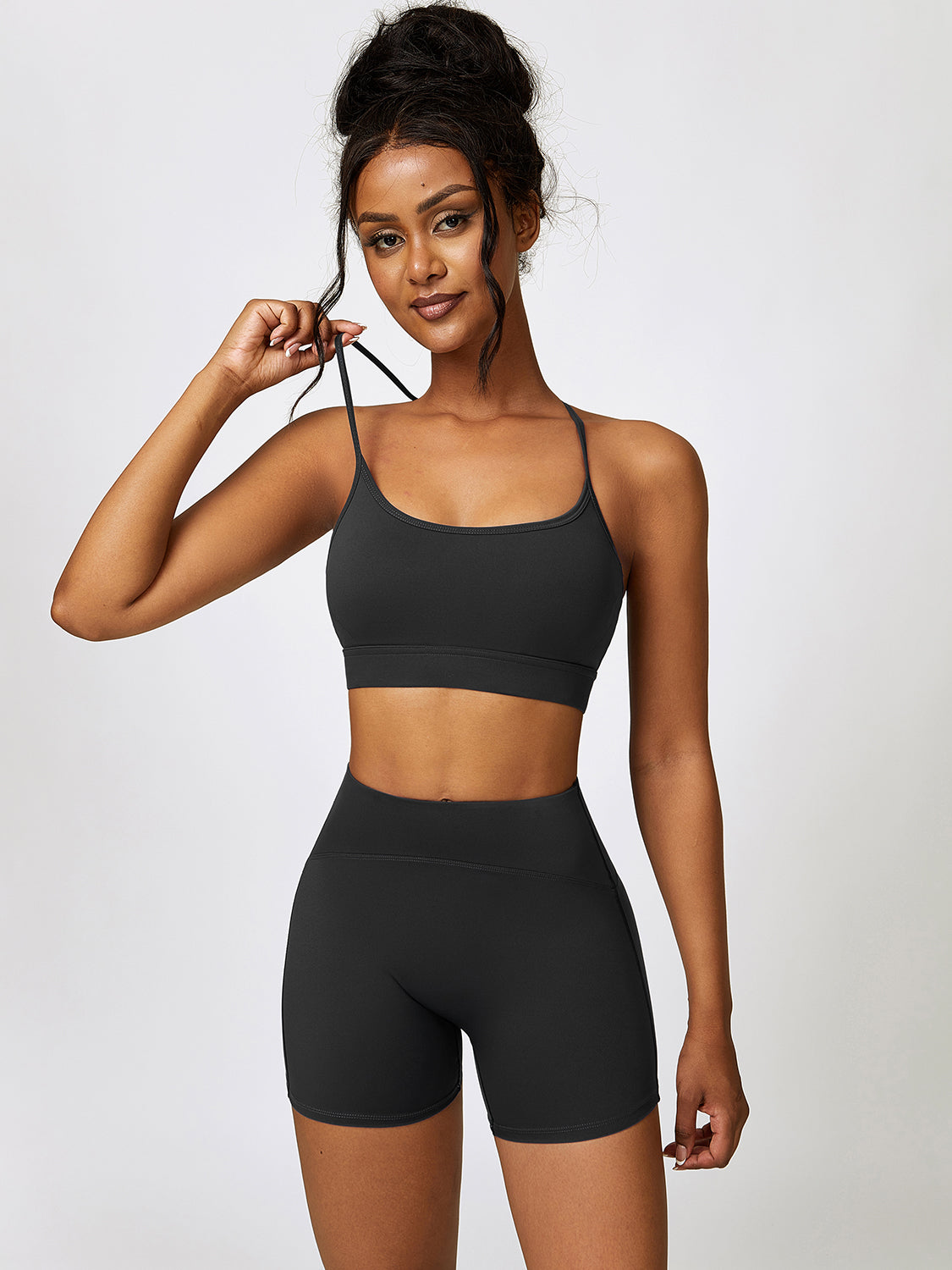 Sport Bra and Wide Waistband Shorts Set - Tantalize Boutique