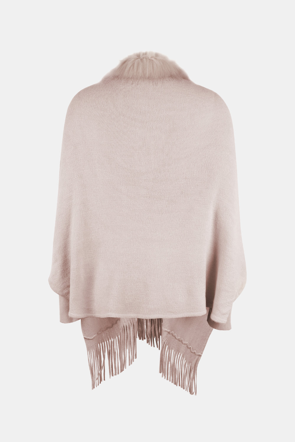 Fringe Open Front Long Sleeve Poncho - Tantalize Boutique