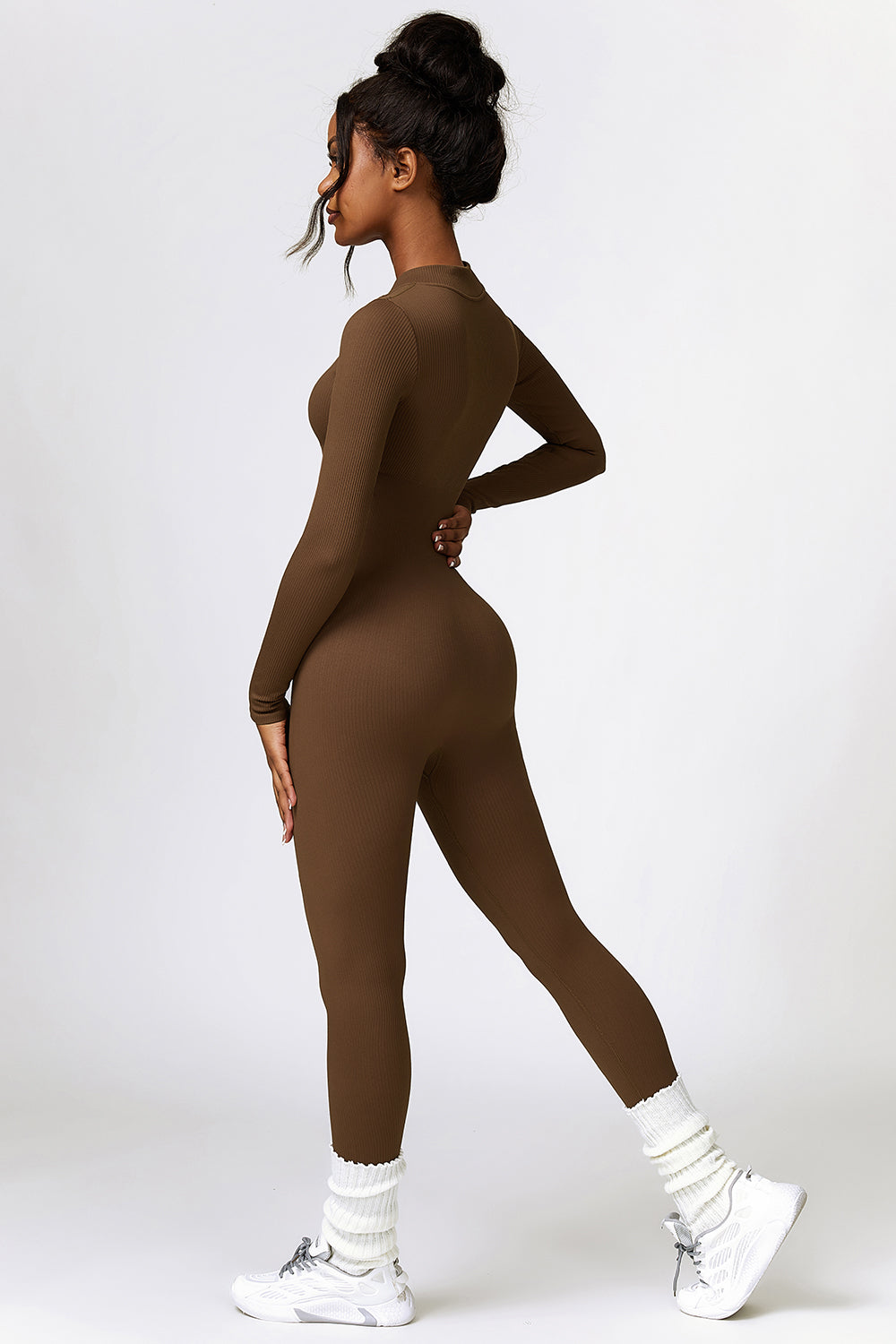 Half Zip Long Sleeve Active Jumpsuit - Tantalize Boutique