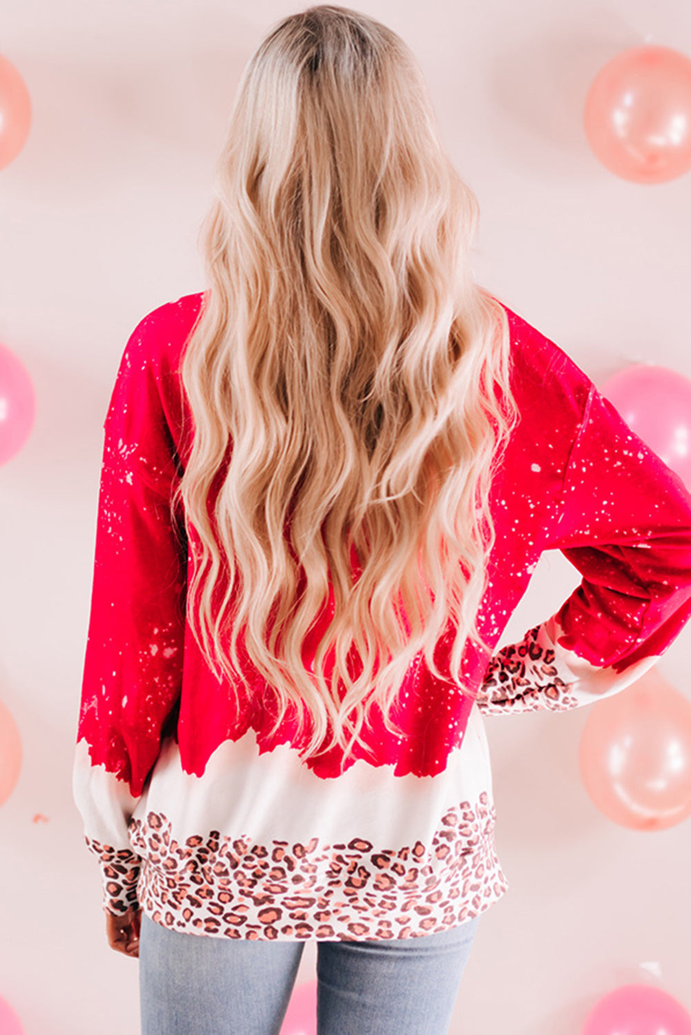 Heart Leopard Round Neck Sweatshirt - Tantalize Boutique