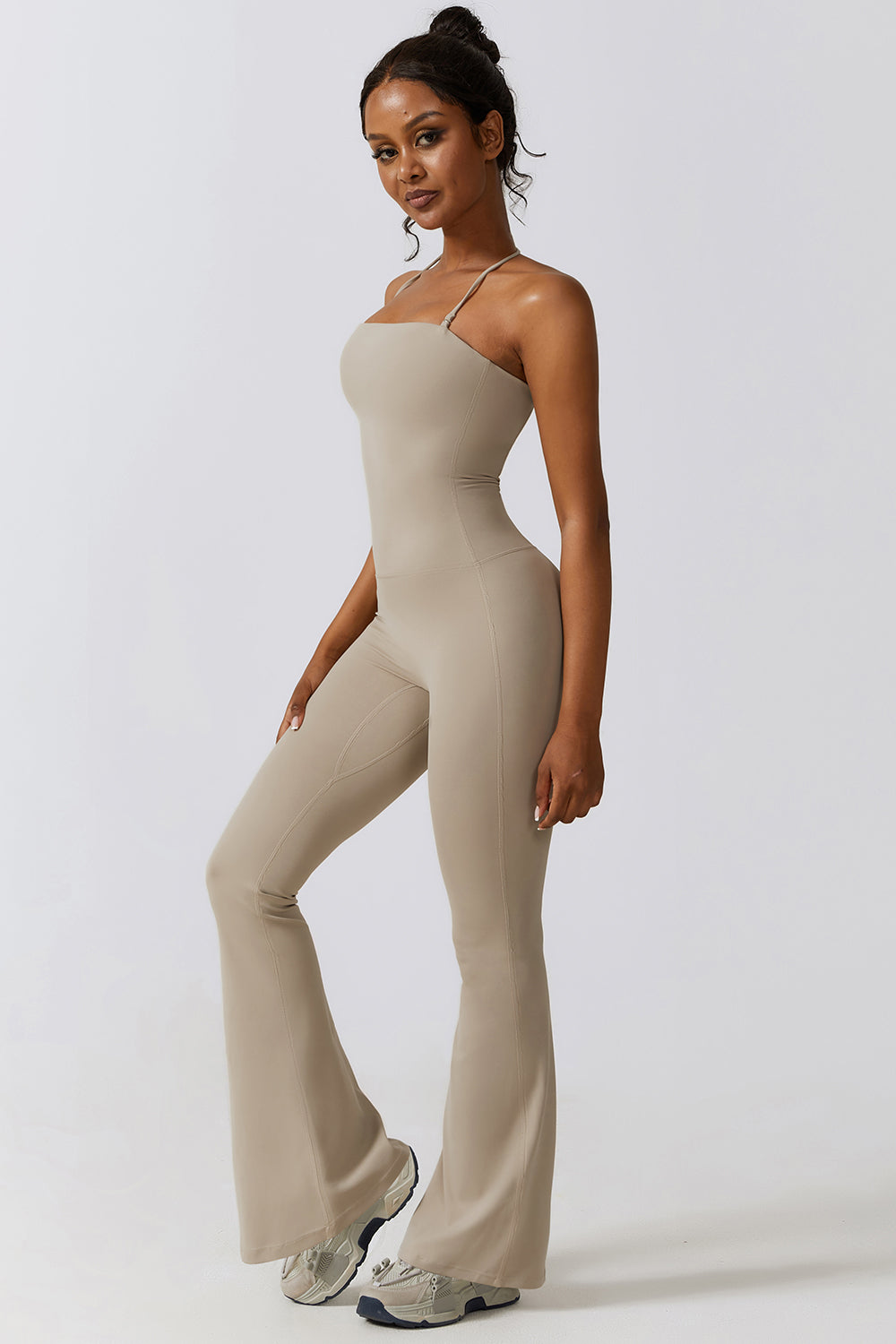 Halter Neck Flare Sport Jumpsuit - Tantalize Boutique
