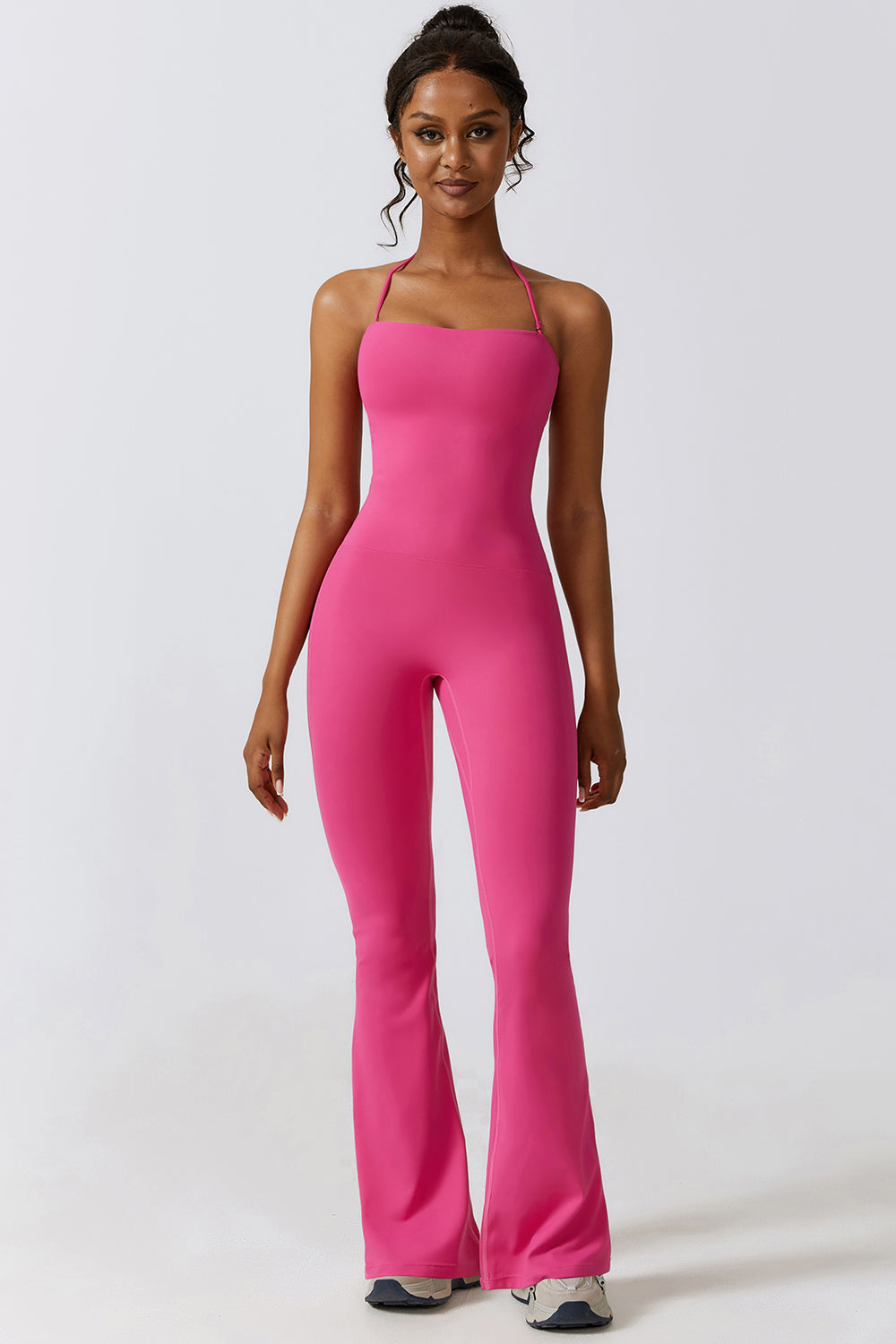 Halter Neck Flare Sport Jumpsuit - Tantalize Boutique