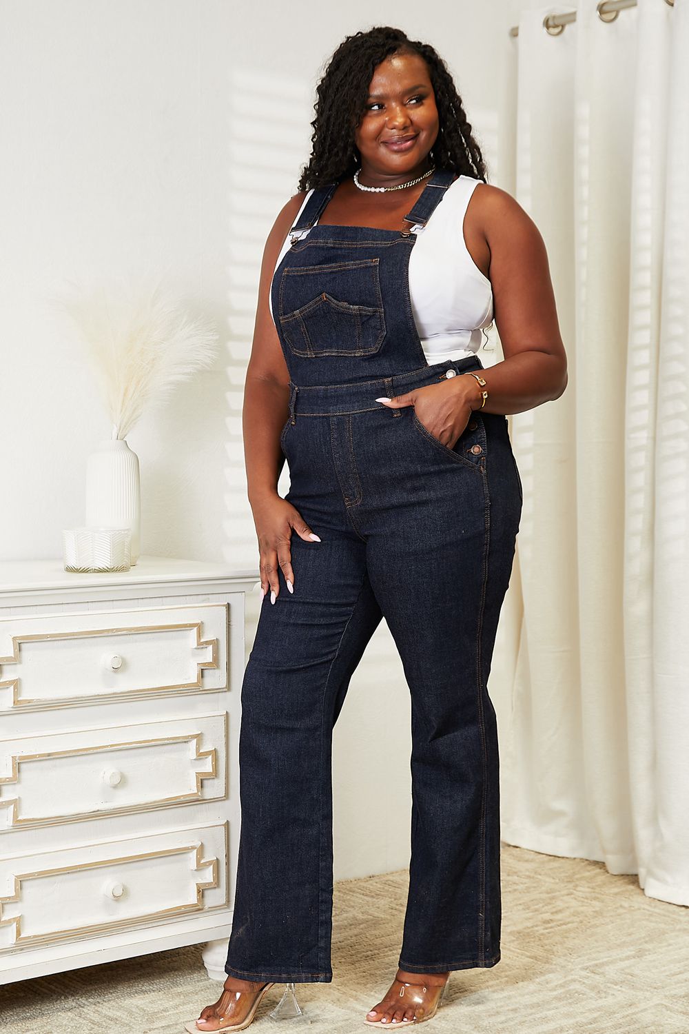 Judy Blue Full Size High Waist Classic Denim Overalls - Tantalize Boutique