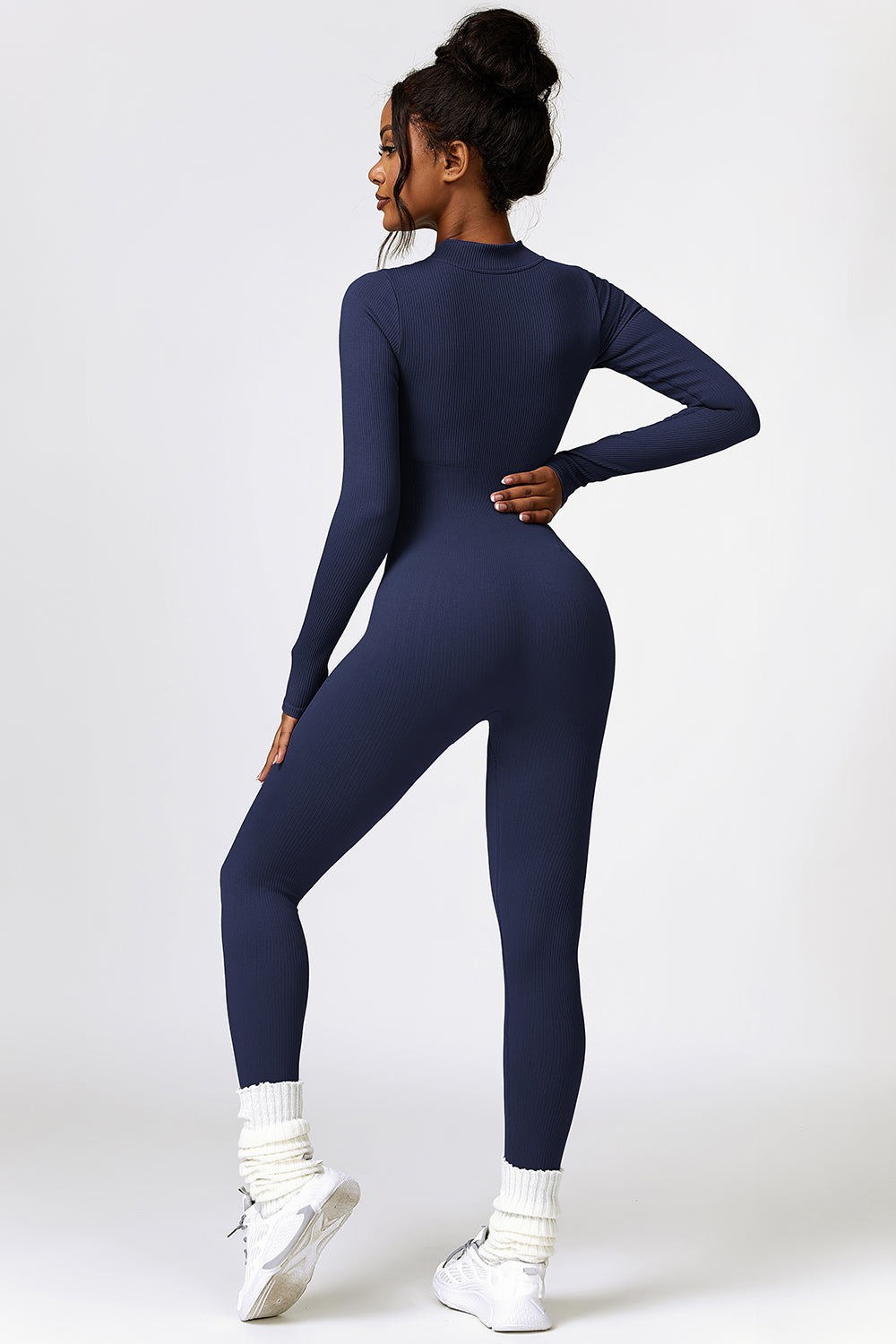 Half Zip Long Sleeve Active Jumpsuit - Tantalize Boutique