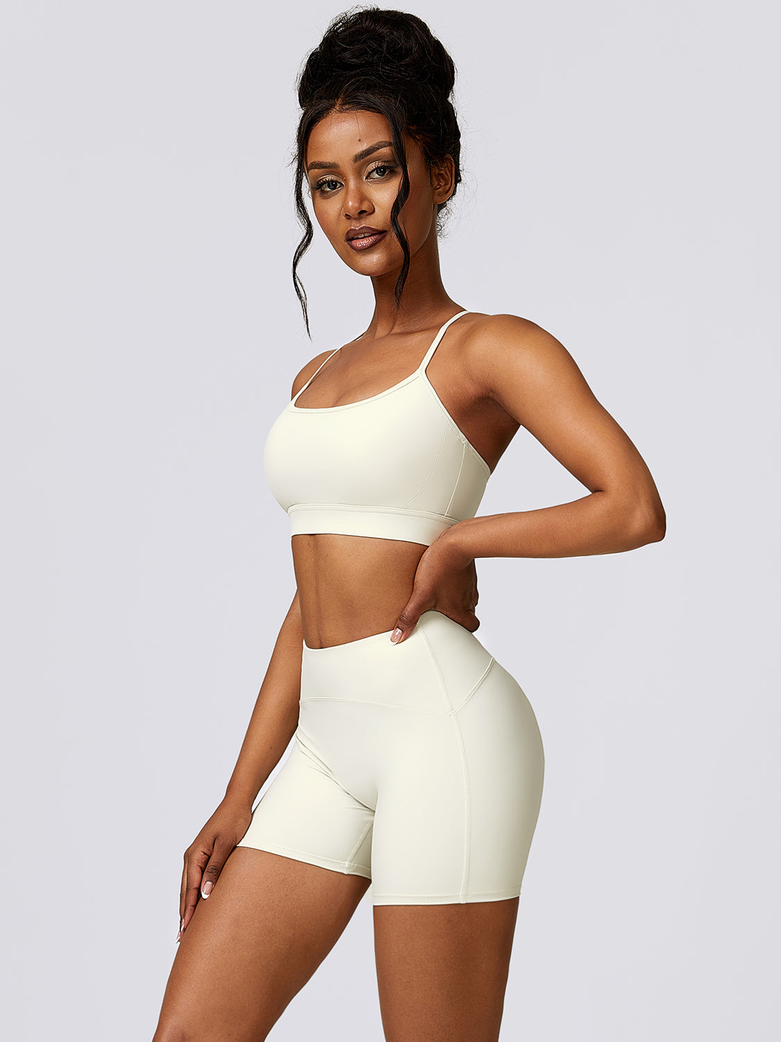 Sport Bra and Wide Waistband Shorts Set - Tantalize Boutique