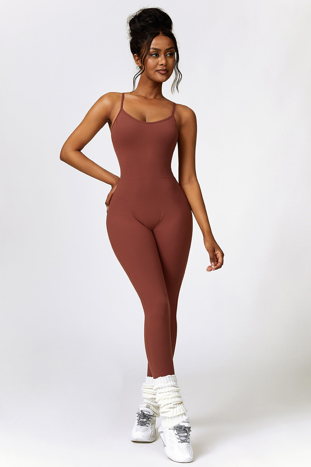 Open Back Spaghetti Strap Sports Jumpsuit - Tantalize Boutique