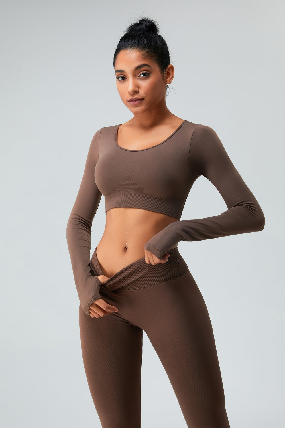 Cutout Round Neck Long Sleeve Active T-Shirt - Tantalize Boutique
