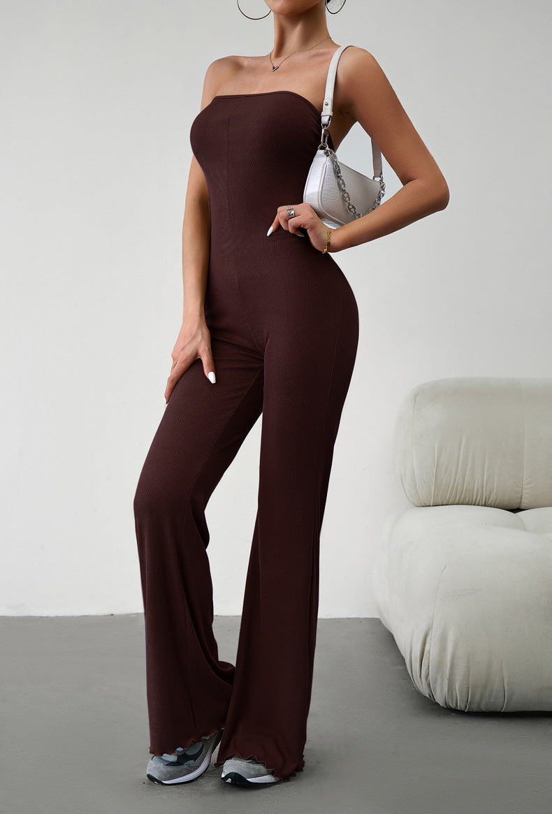 Strapless Lace-Up Jumpsuit - Tantalize Boutique