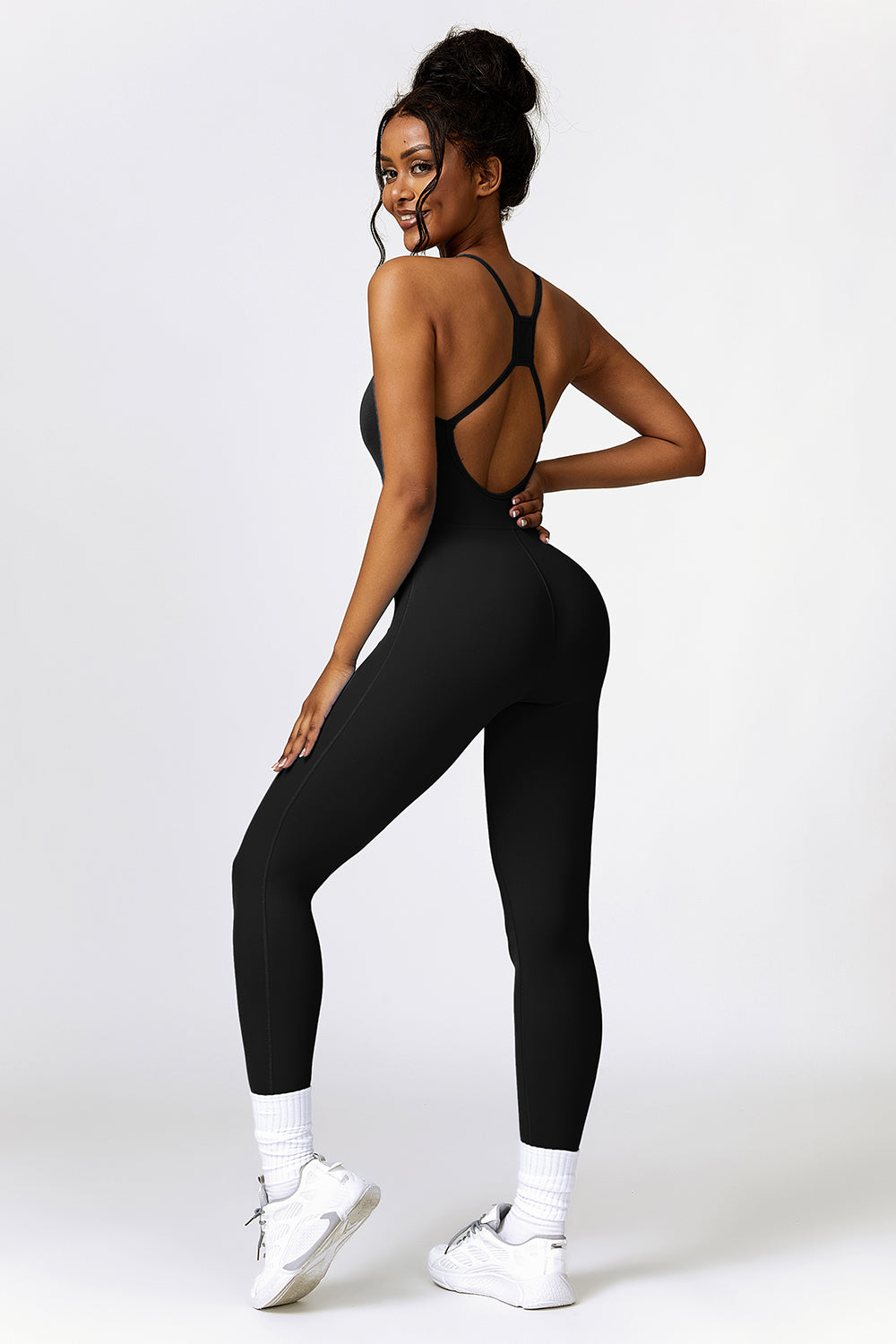 Open Back Spaghetti Strap Sports Jumpsuit - Tantalize Boutique
