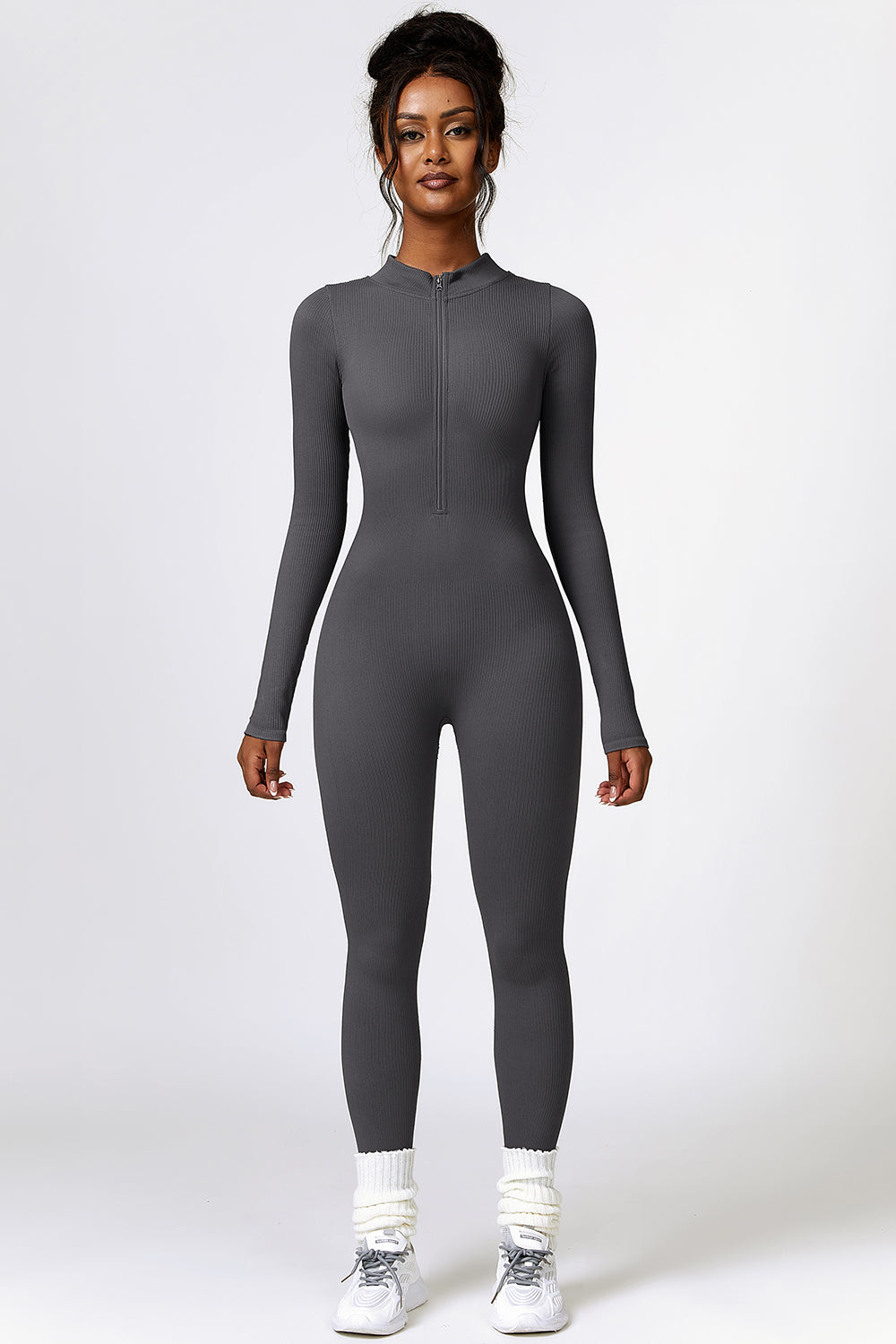 Half Zip Long Sleeve Active Jumpsuit - Tantalize Boutique