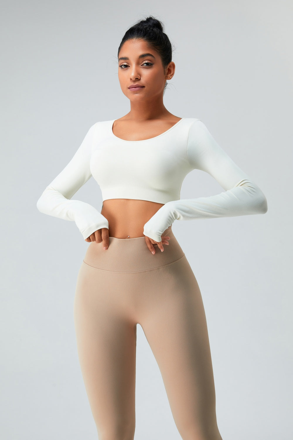 Cutout Round Neck Long Sleeve Active T-Shirt - Tantalize Boutique