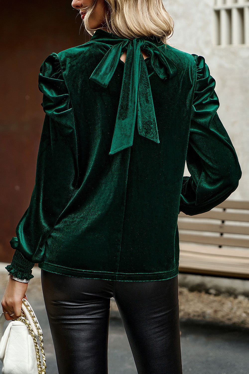 Mock Neck Puff Sleeve Blouse - Tantalize Boutique