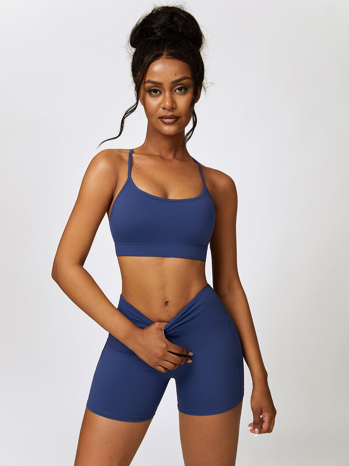 Sport Bra and Wide Waistband Shorts Set - Tantalize Boutique
