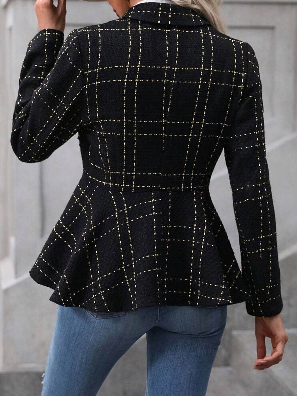 Ruffle Hem Collared Blazer - Tantalize Boutique