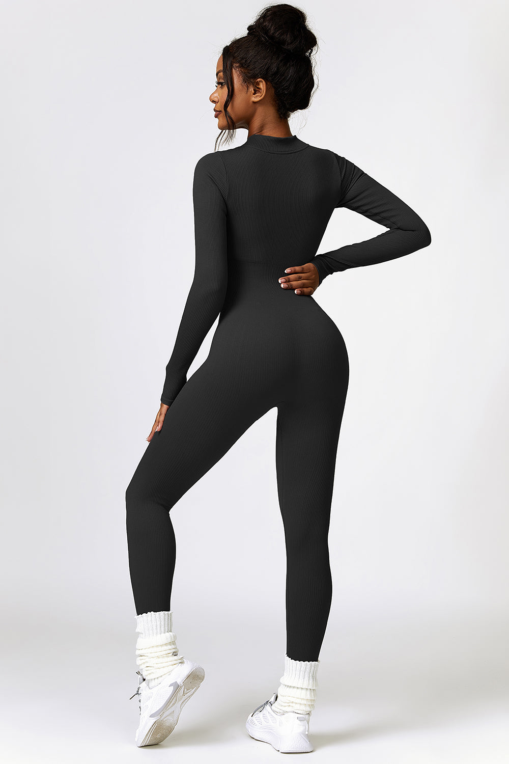 Half Zip Long Sleeve Active Jumpsuit - Tantalize Boutique