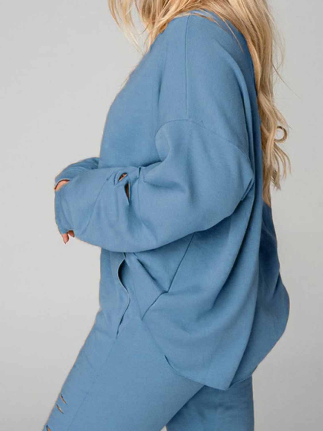 Distressed Sweatshirt and Joggers Set - Tantalize Boutique