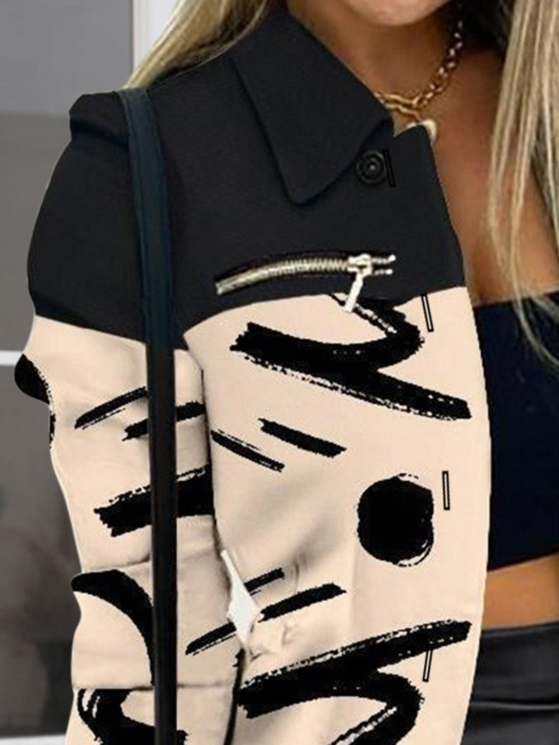 Printed Button Up Zip Detail Shacket - Tantalize Boutique