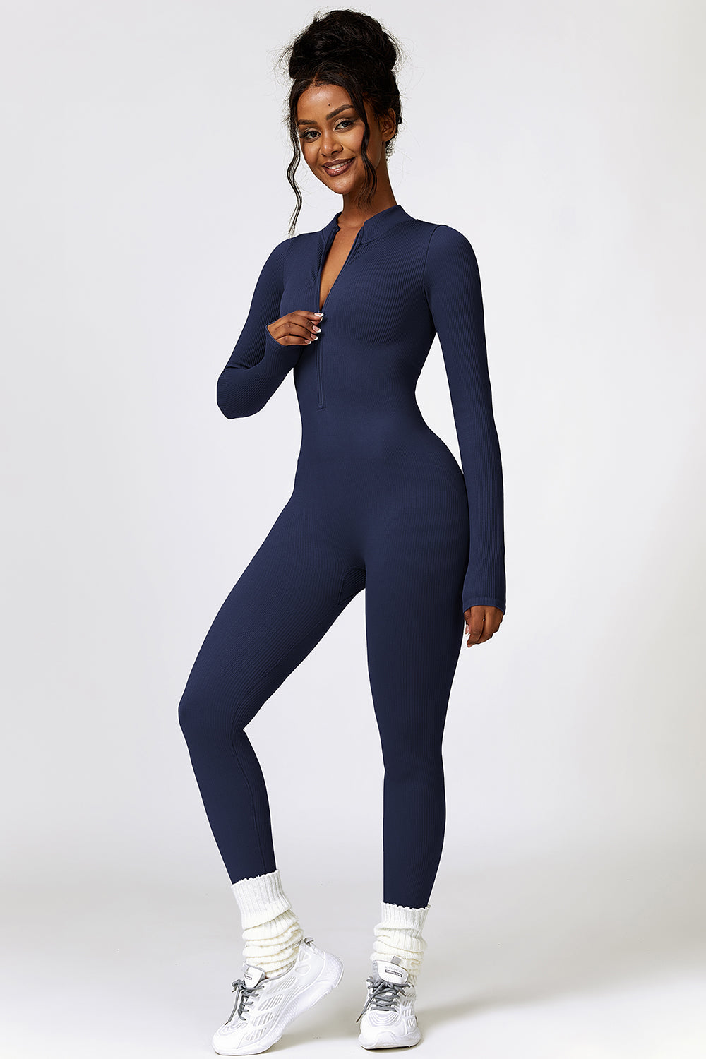 Half Zip Long Sleeve Active Jumpsuit - Tantalize Boutique