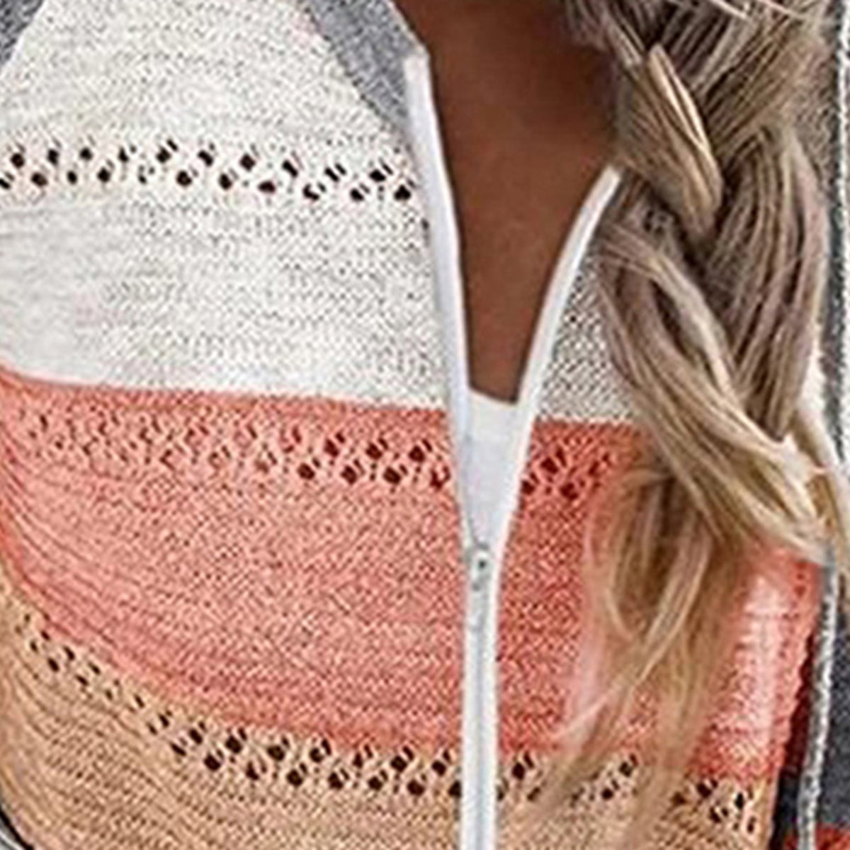 Color Block Drawstring Hooded Sweater - Tantalize Boutique