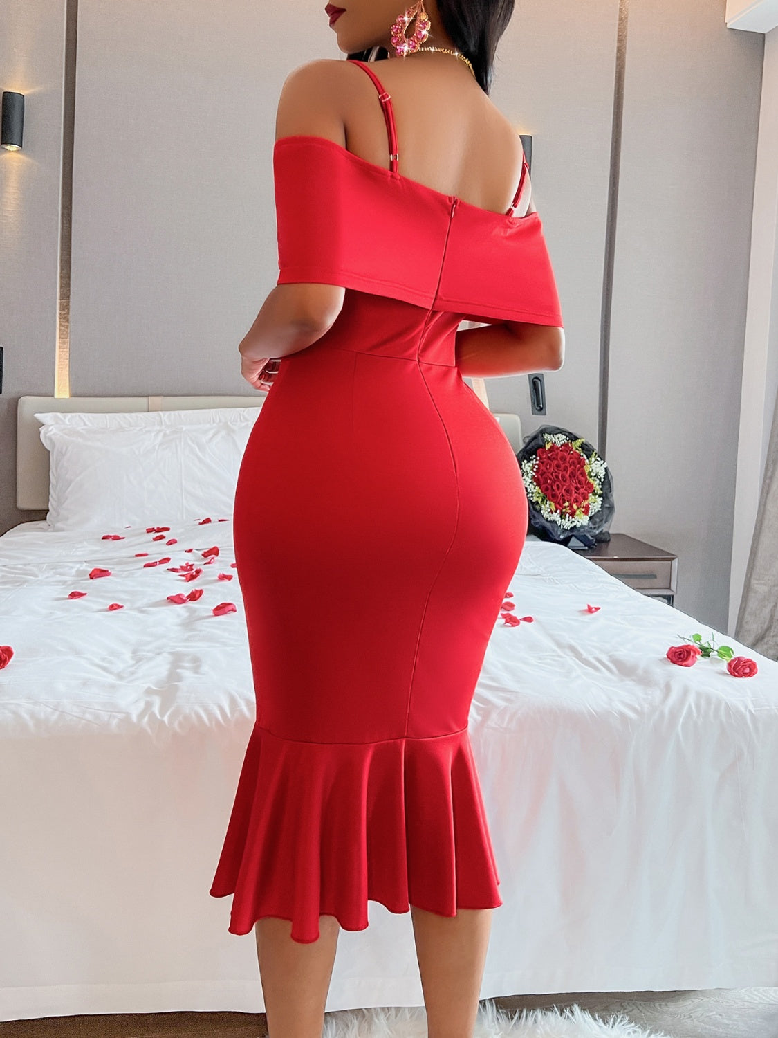 Spaghetti Strap Fishtail Wrap Dress - Tantalize Boutique