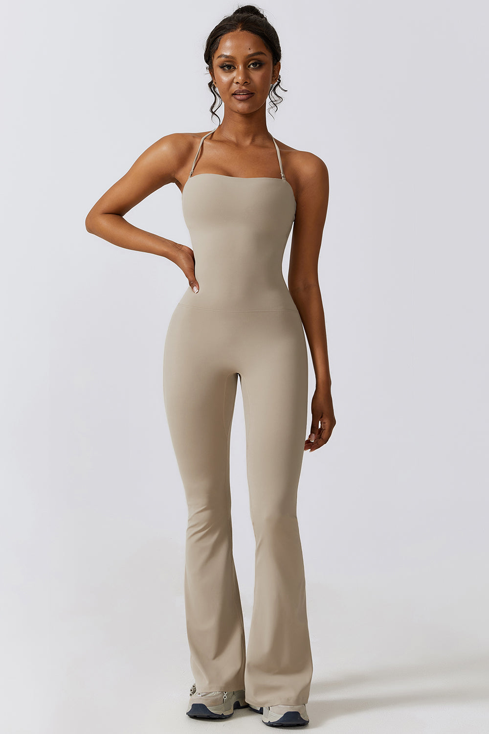 Halter Neck Flare Sport Jumpsuit - Tantalize Boutique