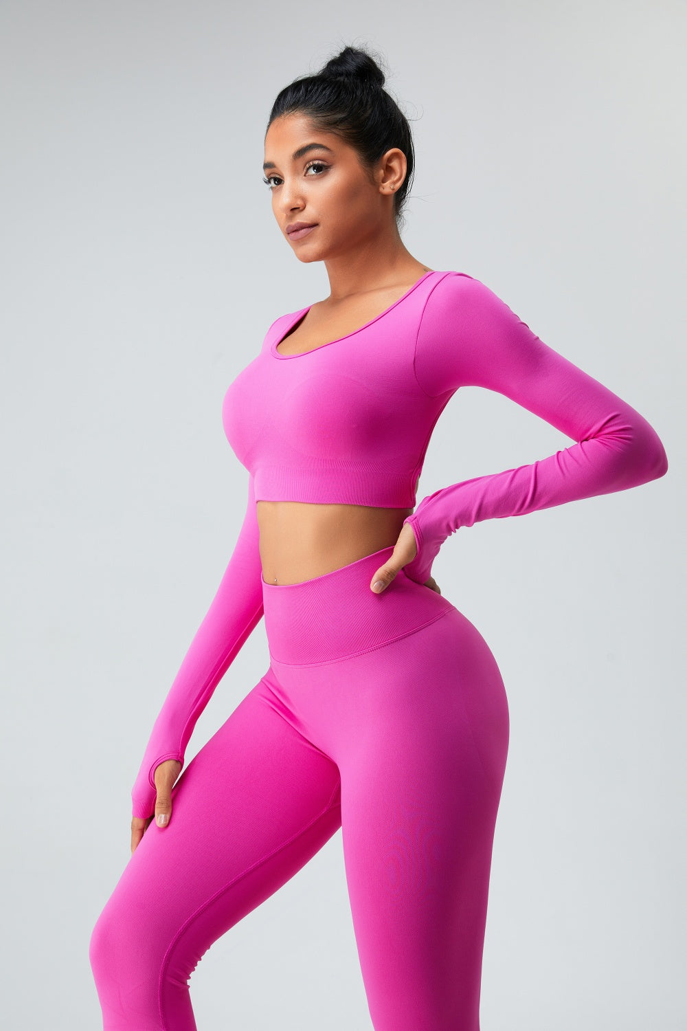 Cutout Round Neck Long Sleeve Active T-Shirt - Tantalize Boutique