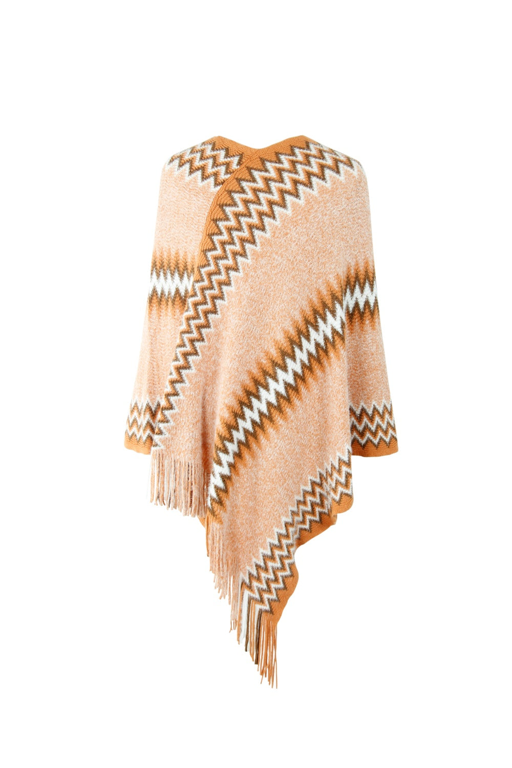 Fringe Hem Striped Cape Sleeve Poncho - Tantalize Boutique
