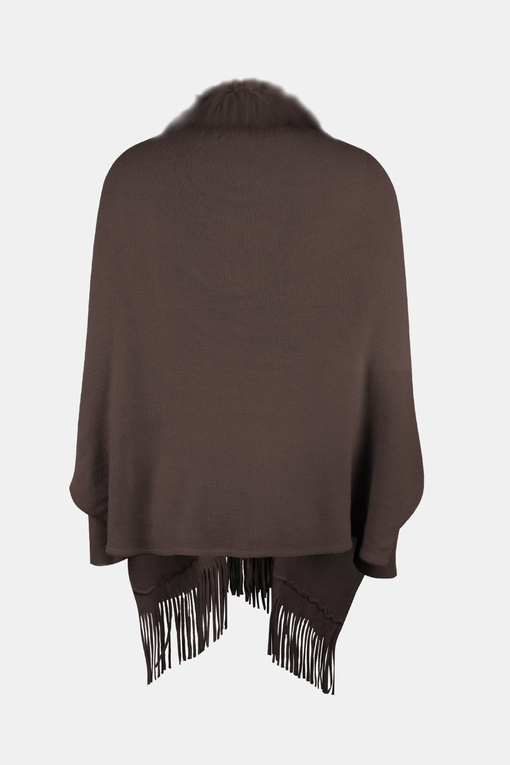 Fringe Open Front Long Sleeve Poncho - Tantalize Boutique