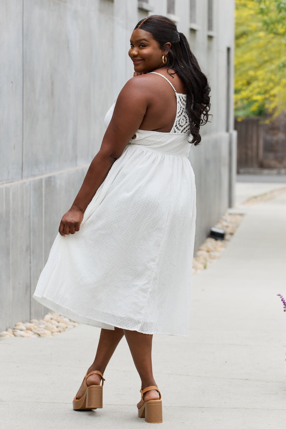 White Birch Full Size Lace Detail Sleeveless Lace Midi Dress - Tantalize Boutique