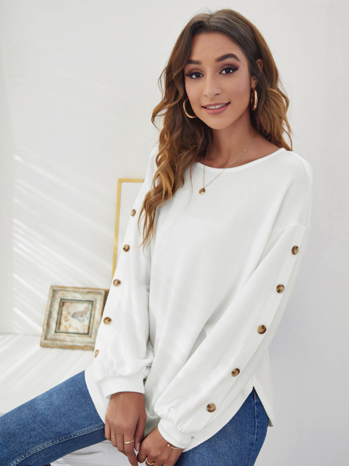 Round Neck Dropped Shoulder T-Shirt - Tantalize Boutique