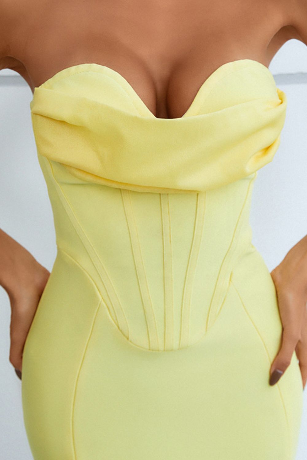 Seam Detail Strapless Sweetheart Neck Dress - Tantalize Boutique
