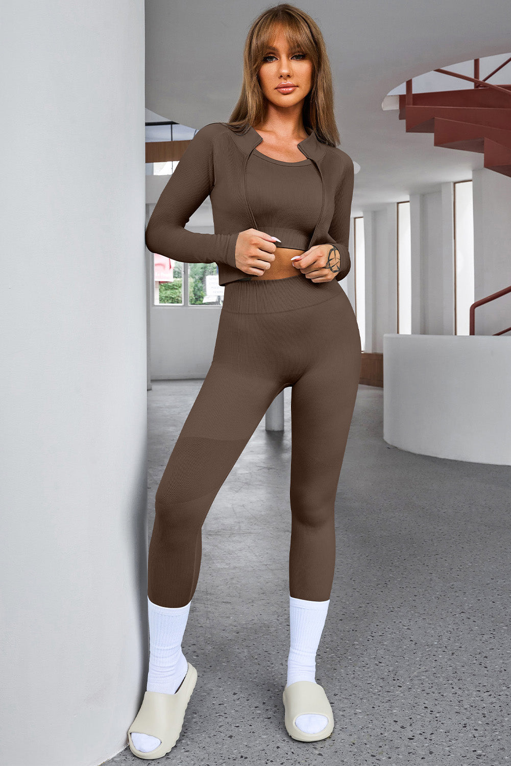 Tank Cropped Active Top and Pants Set - Tantalize Boutique