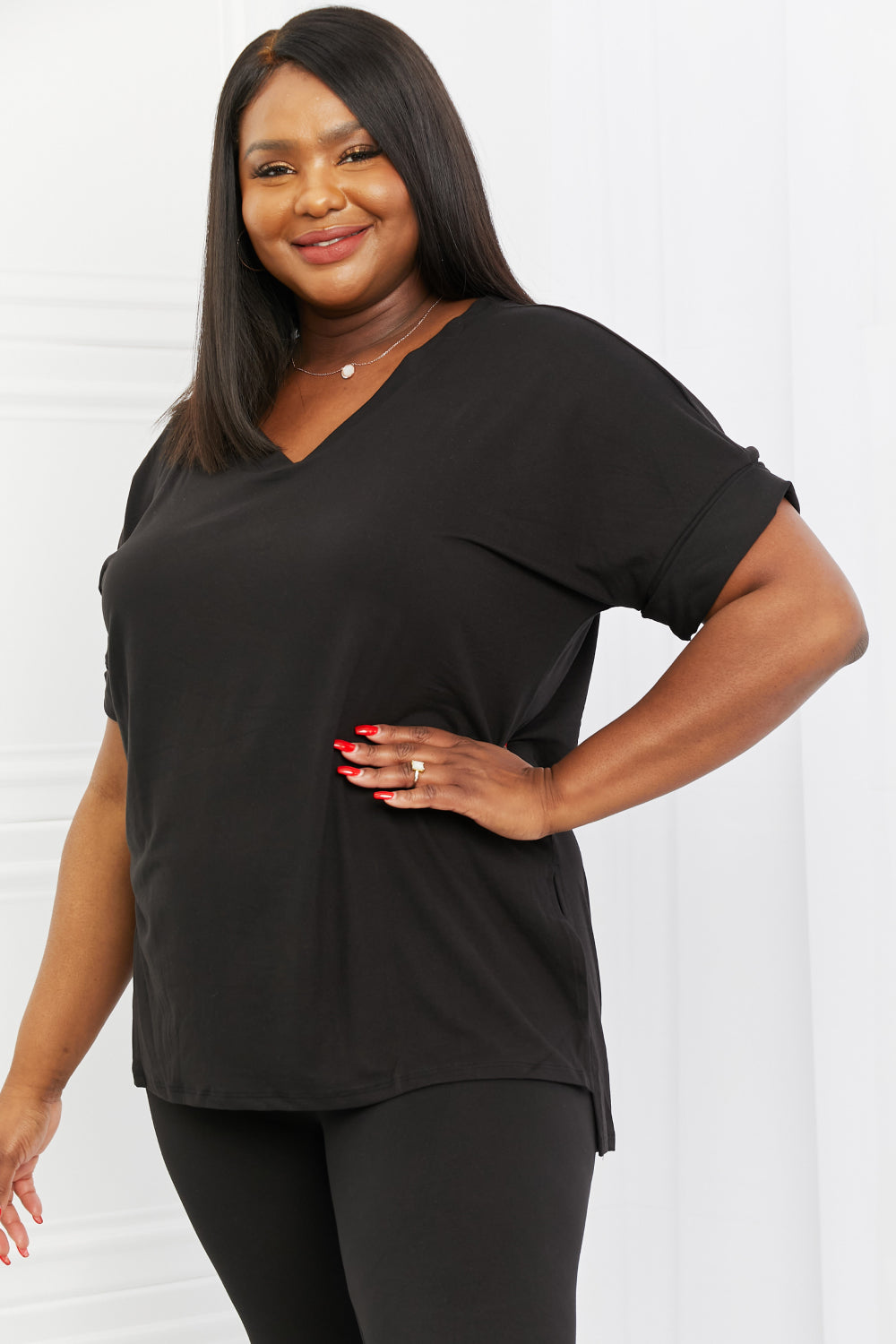 Zenana Self Love Full Size Brushed DTY Microfiber Lounge Set in Black - Tantalize Boutique