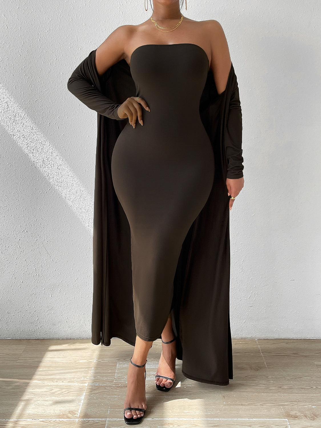Strapless Dress and Cardigan Set - Tantalize Boutique