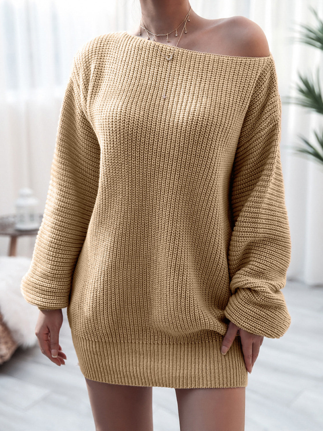 Rib-Knit Mini Sweater Dress - Tantalize Boutique
