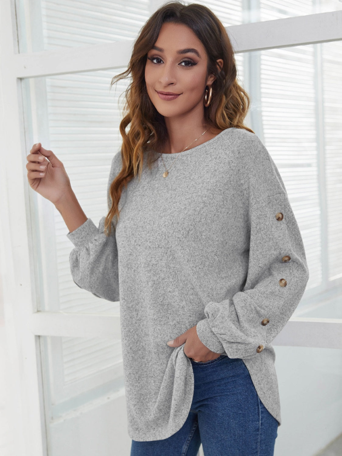 Round Neck Dropped Shoulder T-Shirt - Tantalize Boutique