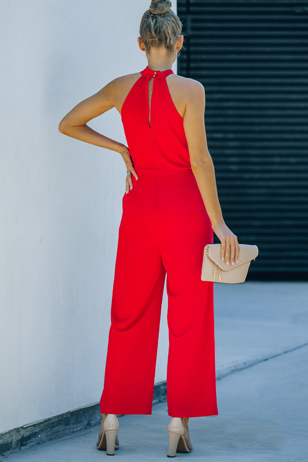 Twisted Grecian Neck Wide Leg Jumpsuit - Tantalize Boutique