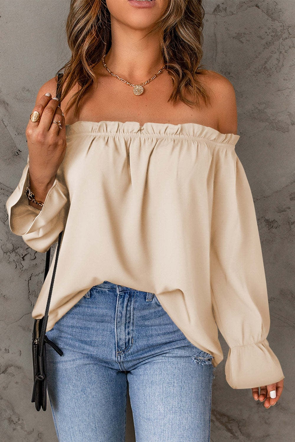 Frill Off-Shoulder Flounce Sleeve Blouse - Tantalize Boutique