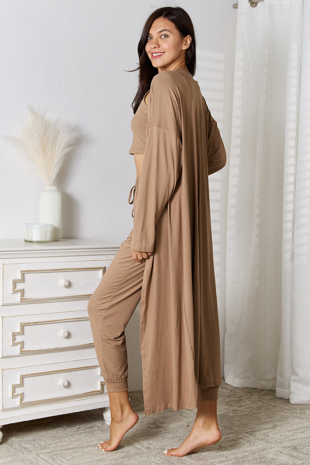 Tank, Pants, and Cardigan Set with Pockets - Tantalize Boutique