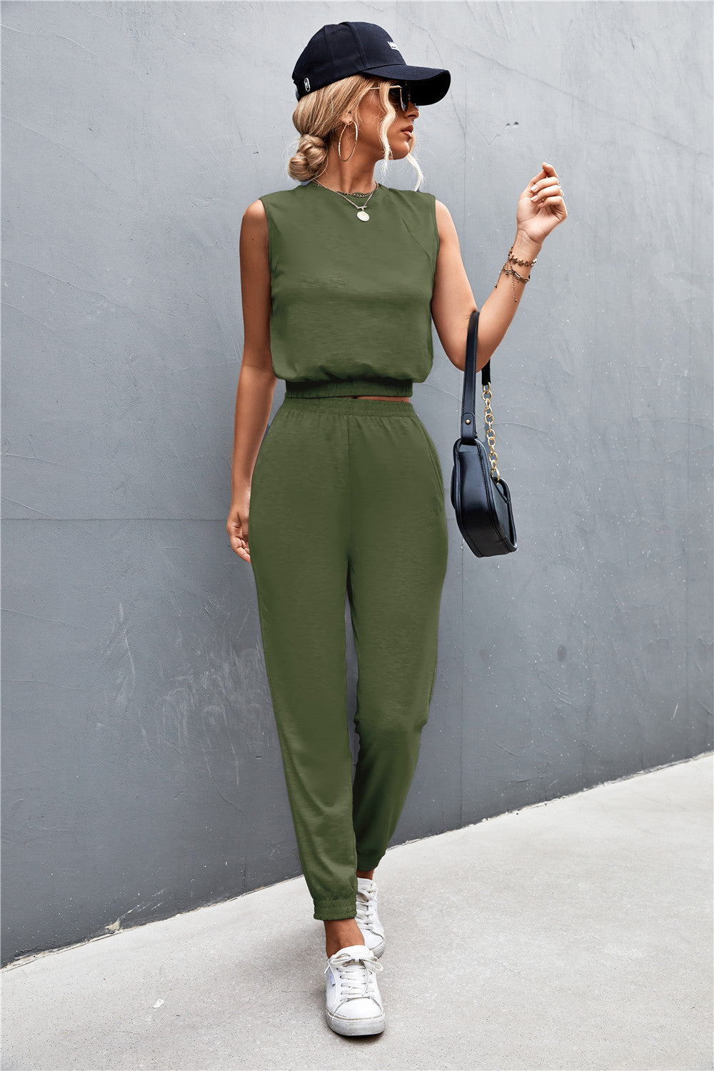 Sleeveless Top and Joggers Set - Tantalize Boutique
