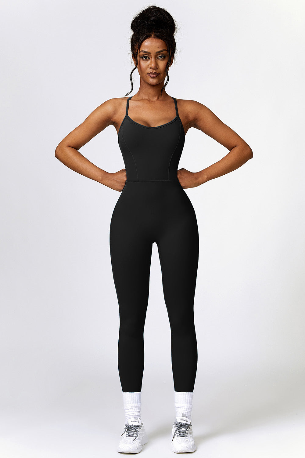 Open Back Spaghetti Strap Sports Jumpsuit - Tantalize Boutique