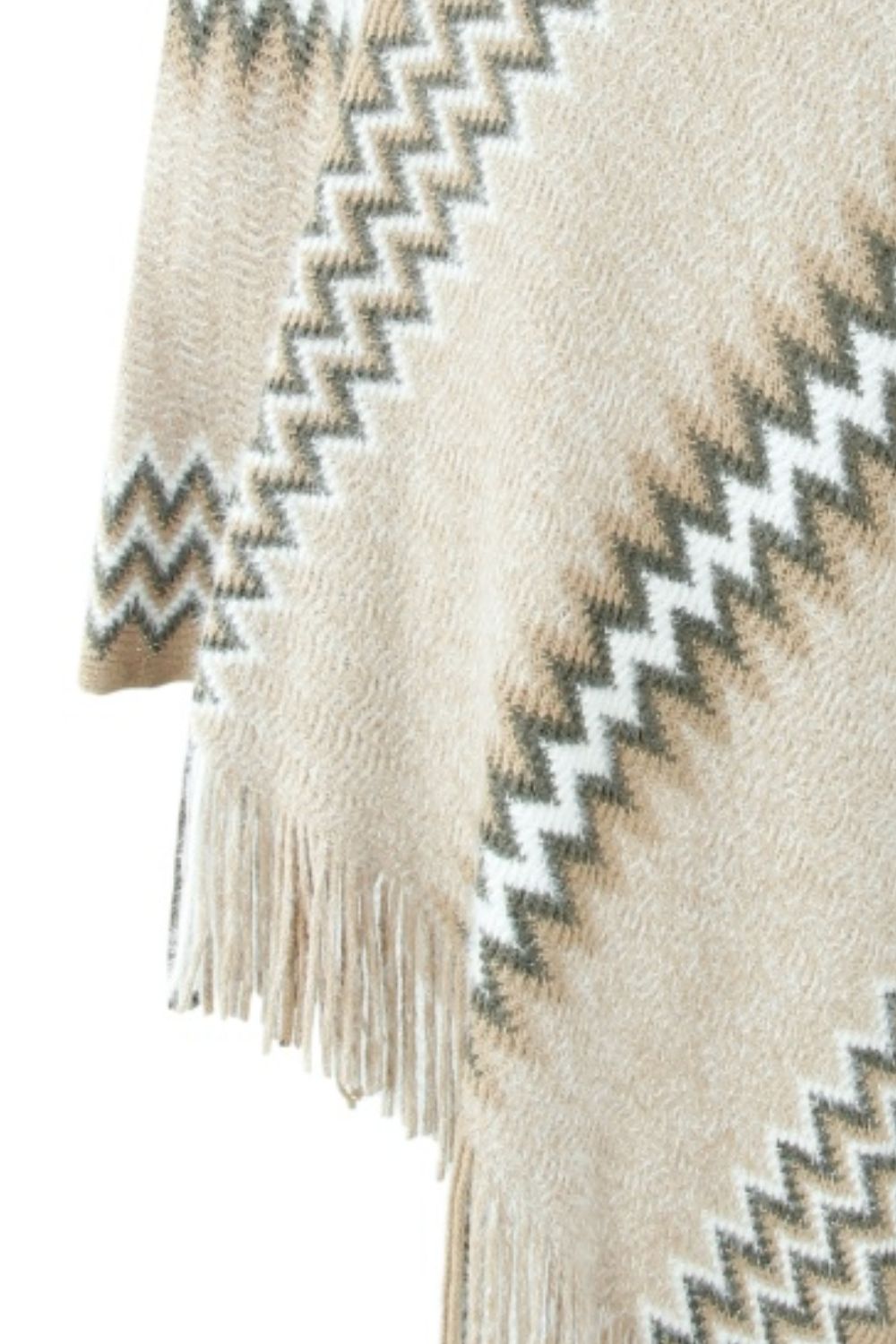 Fringe Hem Striped Cape Sleeve Poncho - Tantalize Boutique
