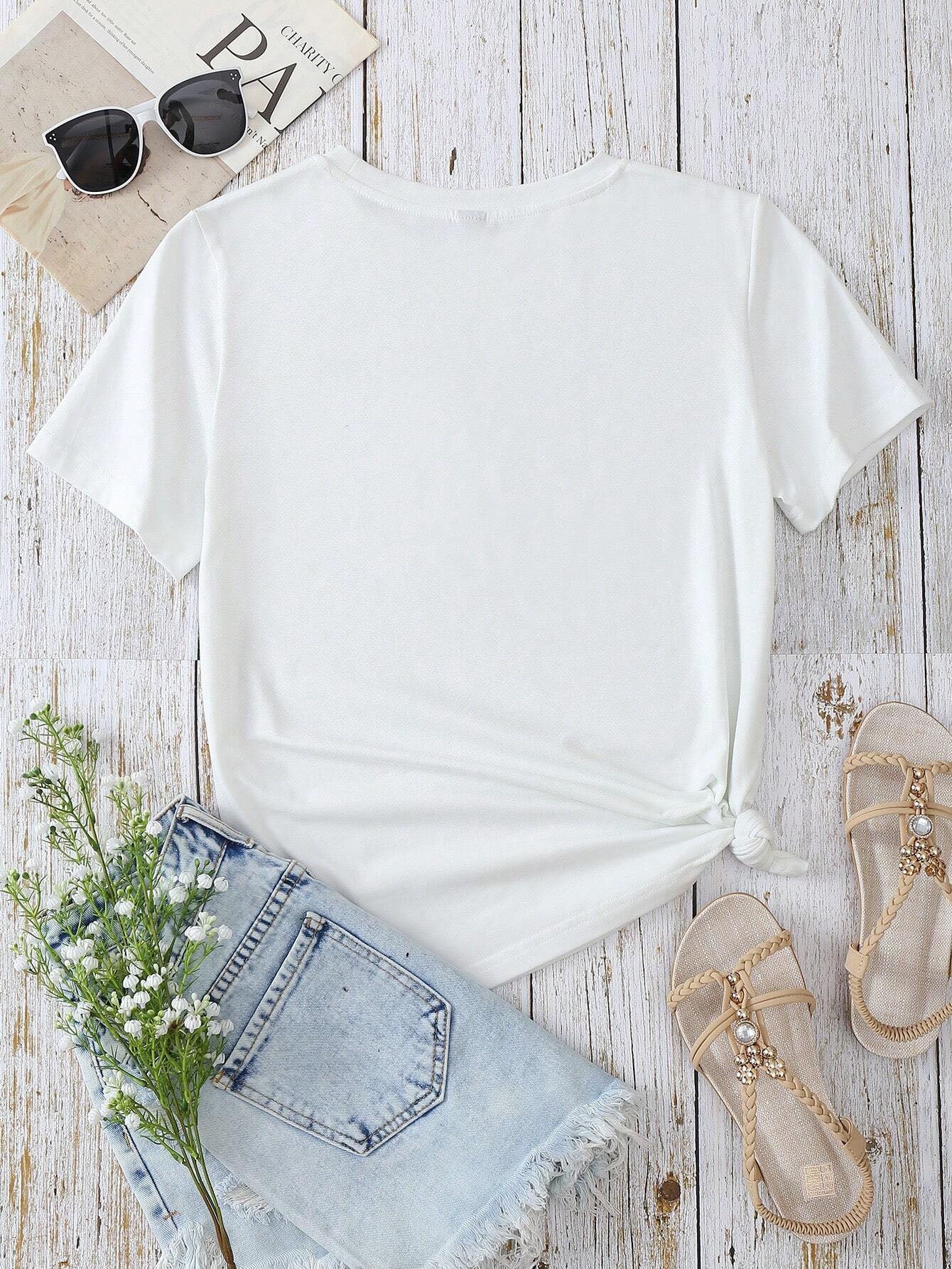 Heart Round Neck Short Sleeve T-Shirt - Tantalize Boutique