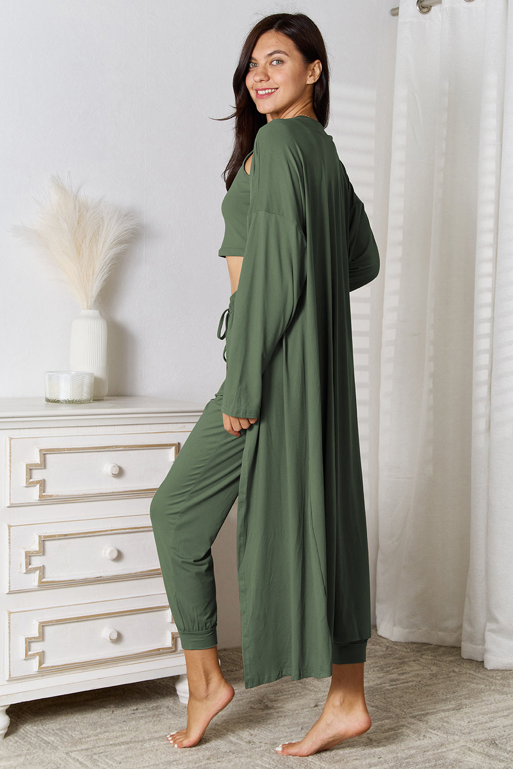 Tank, Pants, and Cardigan Set with Pockets - Tantalize Boutique