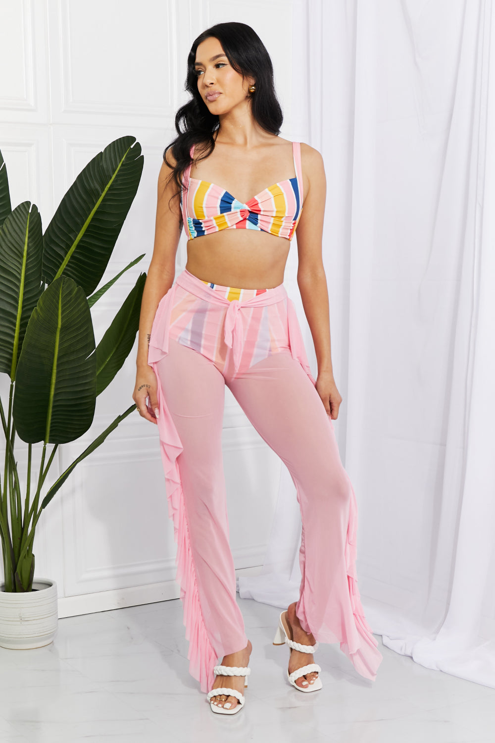 Marina West Swim Take Me To The Beach Mesh Ruffle Cover-Up Pants - Tantalize Boutique