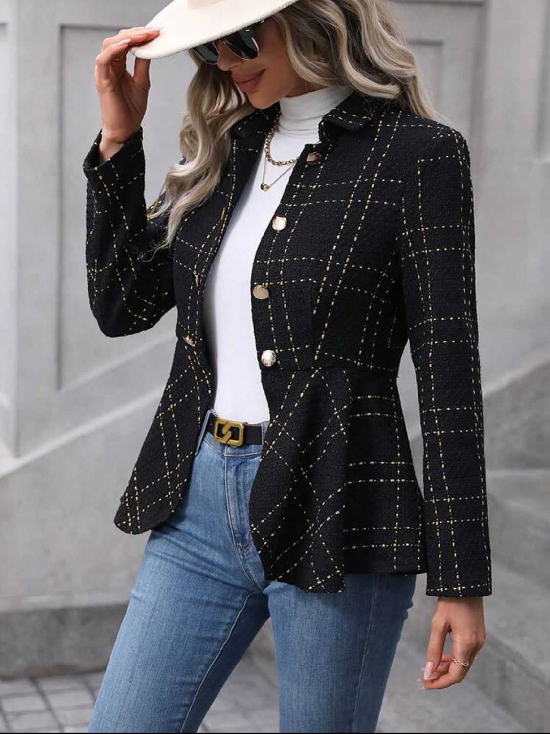 Ruffle Hem Collared Blazer - Tantalize Boutique