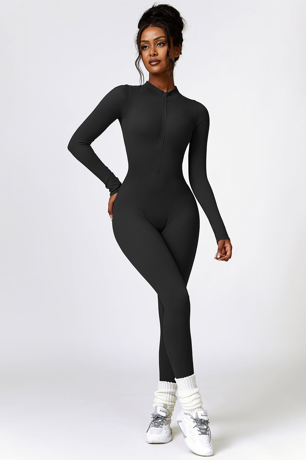 Half Zip Long Sleeve Active Jumpsuit - Tantalize Boutique