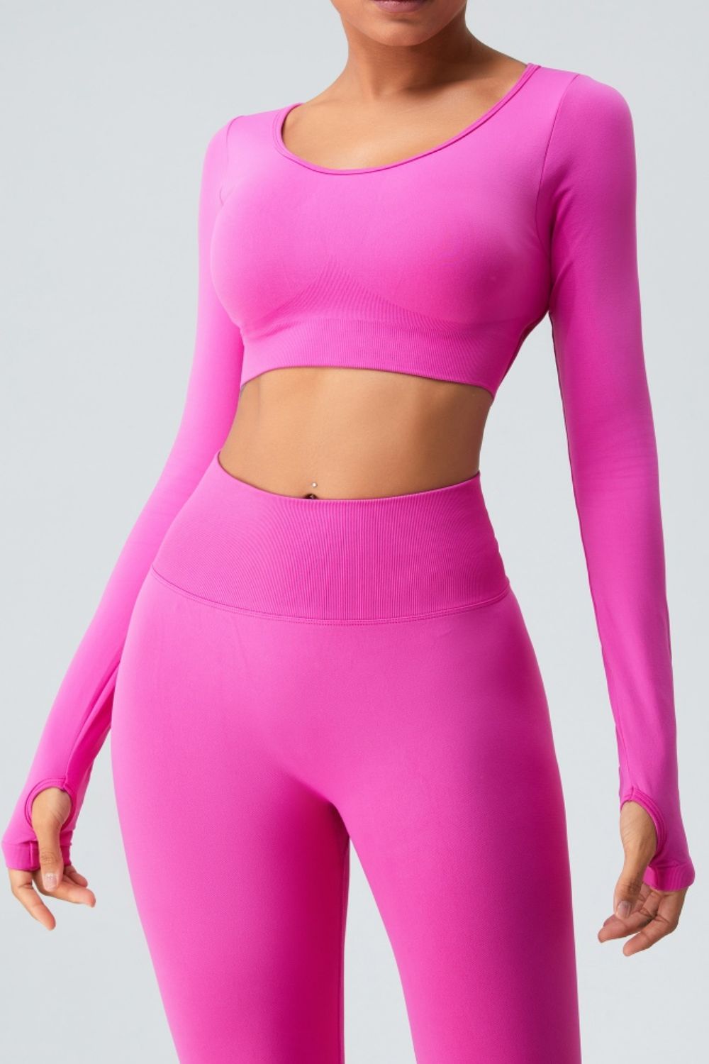 Cutout Round Neck Long Sleeve Active T-Shirt - Tantalize Boutique