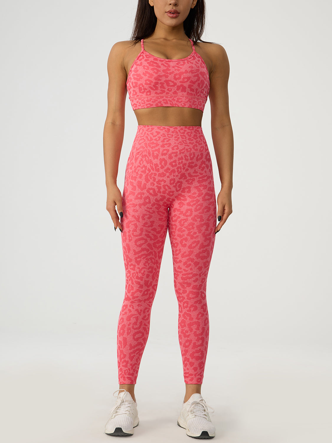 Leopard Crisscross Top and Leggings Active Set - Tantalize Boutique